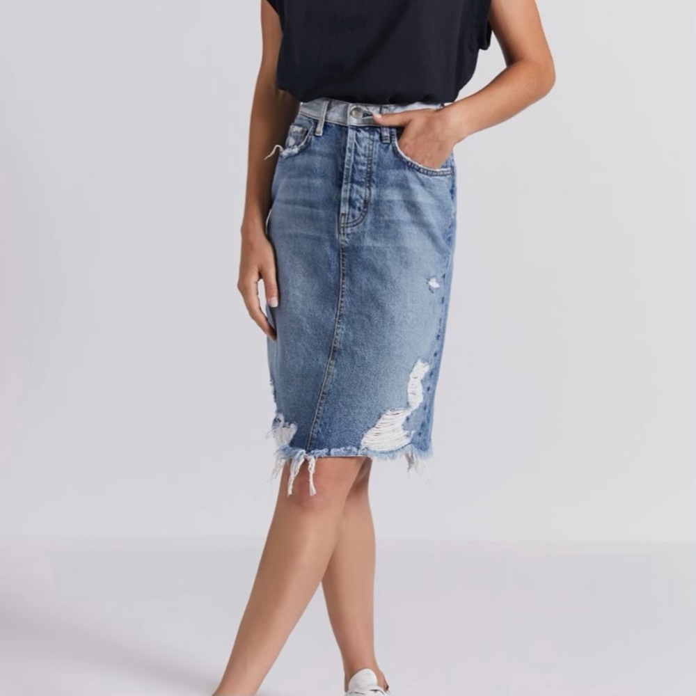 Current Elliott - Ultra High Waist Skirt | Distressed Denim
